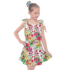 Summer Flowers Pattern Kids  Tie Up Tunic Dress by goljakoff