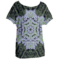 Calm In The Flower Forest Of Tranquility Ornate Mandala Women s Oversized Tee by pepitasart