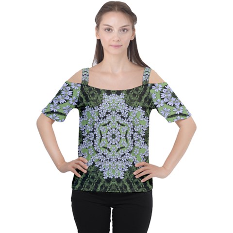 Calm In The Flower Forest Of Tranquility Ornate Mandala Cutout Shoulder Tee by pepitasart