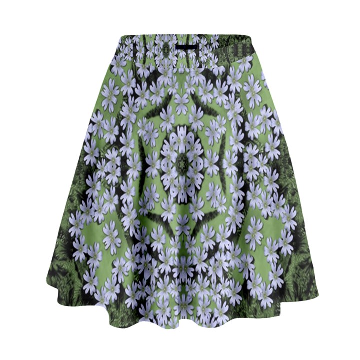 Calm In The Flower Forest Of Tranquility Ornate Mandala High Waist Skirt