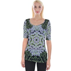 Calm In The Flower Forest Of Tranquility Ornate Mandala Wide Neckline Tee