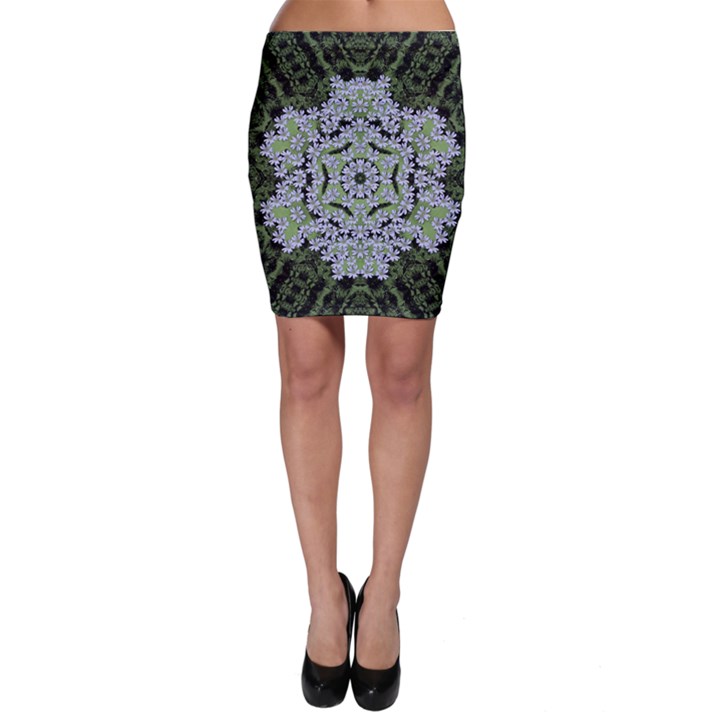 Calm In The Flower Forest Of Tranquility Ornate Mandala Bodycon Skirt