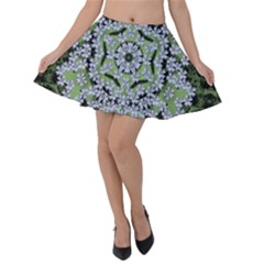 Calm In The Flower Forest Of Tranquility Ornate Mandala Velvet Skater Skirt by pepitasart