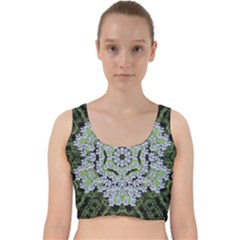 Calm In The Flower Forest Of Tranquility Ornate Mandala Velvet Racer Back Crop Top by pepitasart