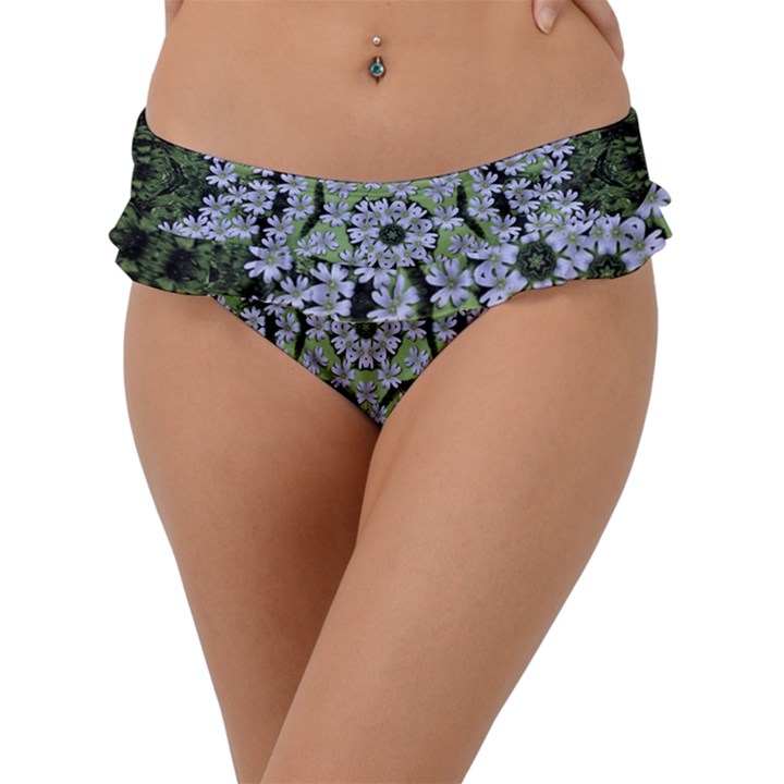 Calm In The Flower Forest Of Tranquility Ornate Mandala Frill Bikini Bottom