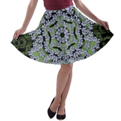 Calm In The Flower Forest Of Tranquility Ornate Mandala A-line Skater Skirt by pepitasart