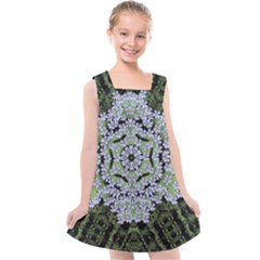 Calm In The Flower Forest Of Tranquility Ornate Mandala Kids  Cross Back Dress by pepitasart