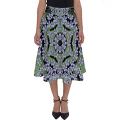 Calm In The Flower Forest Of Tranquility Ornate Mandala Perfect Length Midi Skirt by pepitasart