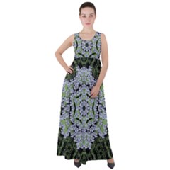 Calm In The Flower Forest Of Tranquility Ornate Mandala Empire Waist Velour Maxi Dress by pepitasart