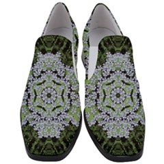 Calm In The Flower Forest Of Tranquility Ornate Mandala Women Slip On Heel Loafers by pepitasart