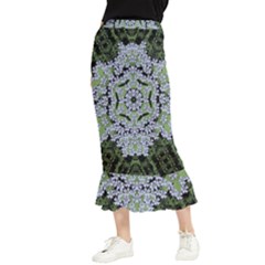 Calm In The Flower Forest Of Tranquility Ornate Mandala Maxi Fishtail Chiffon Skirt by pepitasart