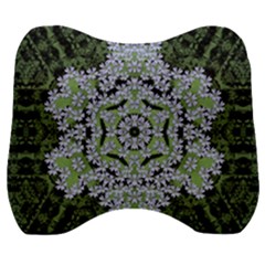 Calm In The Flower Forest Of Tranquility Ornate Mandala Velour Head Support Cushion by pepitasart