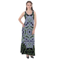 Calm In The Flower Forest Of Tranquility Ornate Mandala Sleeveless Velour Maxi Dress by pepitasart