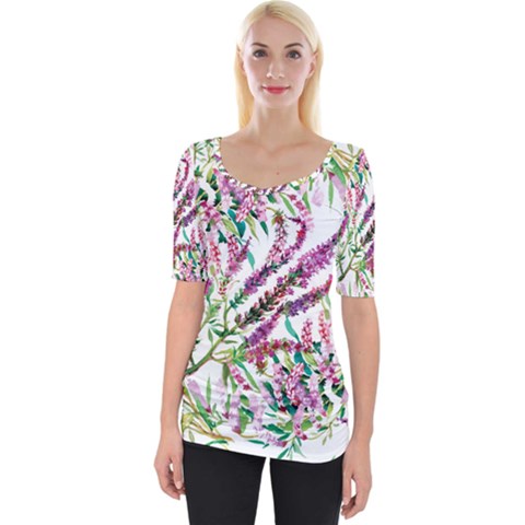 Flowers Wide Neckline Tee by goljakoff