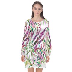 Flowers Long Sleeve Chiffon Shift Dress  by goljakoff