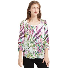 Flowers Chiffon Quarter Sleeve Blouse