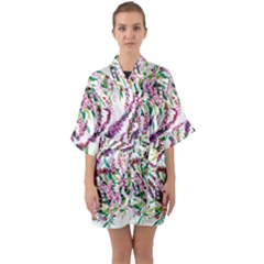 Flowers Half Sleeve Satin Kimono  by goljakoff