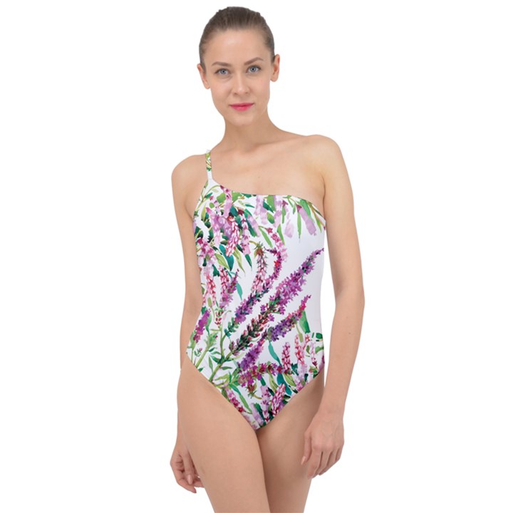 Flowers Classic One Shoulder Swimsuit