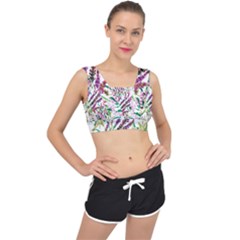 Flowers V-back Sports Bra by goljakoff