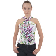 Flowers Cross Neck Velour Top by goljakoff