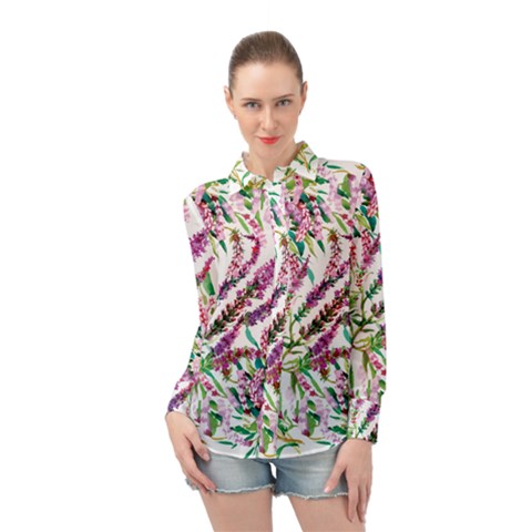 Flowers Long Sleeve Chiffon Shirt by goljakoff