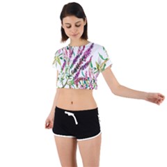 Flowers Tie Back Short Sleeve Crop Tee