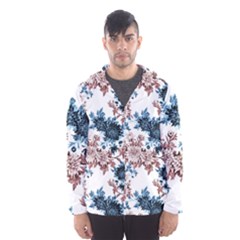 Blue And Rose Flowers Men s Hooded Windbreaker by goljakoff