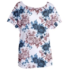 Blue And Rose Flowers Women s Oversized Tee by goljakoff