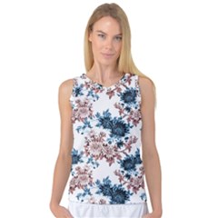 Blue And Rose Flowers Women s Basketball Tank Top by goljakoff