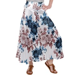 Blue And Rose Flowers Satin Palazzo Pants by goljakoff