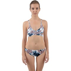 Blue And Rose Flowers Wrap Around Bikini Set by goljakoff