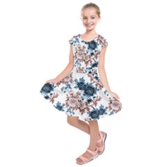 Blue And Rose Flowers Kids  Short Sleeve Dress by goljakoff