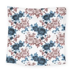 Blue And Rose Flowers Square Tapestry (large) by goljakoff