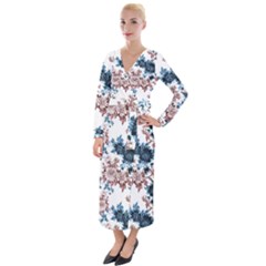 Blue And Rose Flowers Velvet Maxi Wrap Dress by goljakoff