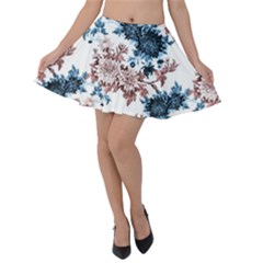 Blue And Rose Flowers Velvet Skater Skirt by goljakoff