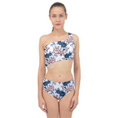 Blue And Rose Flowers Spliced Up Two Piece Swimsuit by goljakoff