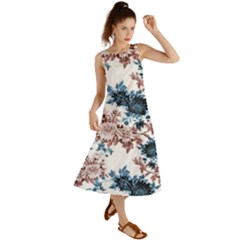 Blue And Rose Flowers Summer Maxi Dress by goljakoff