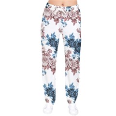 Blue And Rose Flowers Women Velvet Drawstring Pants by goljakoff