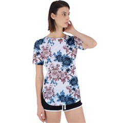 Blue And Rose Flowers Perpetual Short Sleeve T-shirt by goljakoff