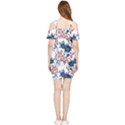 Blue and rose flowers Shoulder Frill Bodycon Summer Dress View2