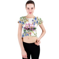 Garden Flowers Crew Neck Crop Top by goljakoff