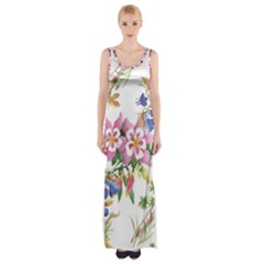 Garden Flowers Thigh Split Maxi Dress by goljakoff