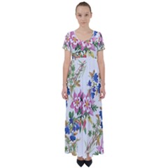 Garden Flowers High Waist Short Sleeve Maxi Dress by goljakoff