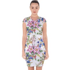 Garden Flowers Capsleeve Drawstring Dress  by goljakoff