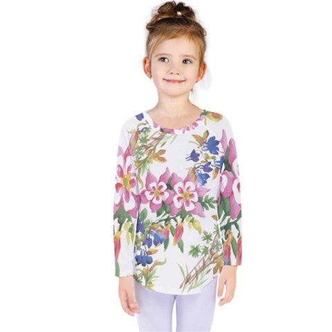 Garden Flowers Kids  Long Sleeve Tee by goljakoff