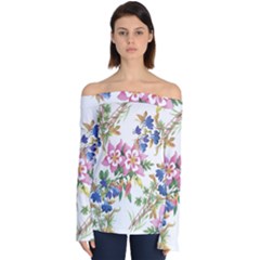 Garden Flowers Off Shoulder Long Sleeve Top by goljakoff