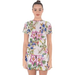 Garden Flowers Drop Hem Mini Chiffon Dress by goljakoff