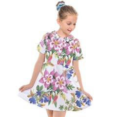 Garden Flowers Kids  Short Sleeve Shirt Dress by goljakoff