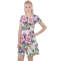 Garden Flowers Cap Sleeve Velour Dress  by goljakoff