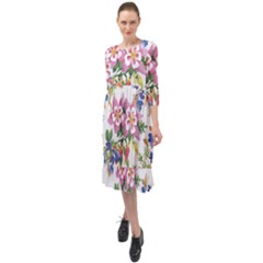 Garden Flowers Ruffle End Midi Chiffon Dress by goljakoff